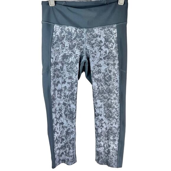 Under Armour Grey High-Waisted Cropped Tights S HeatGear Print - Picture 1 of 6
